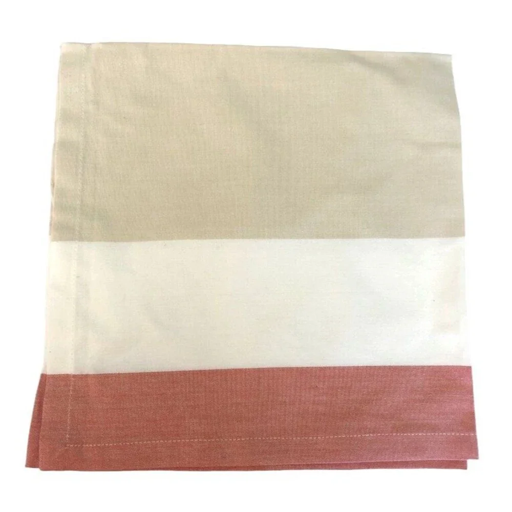 Cabana Beach Stripe Fabric Napkins Coral Taupe White 20x20